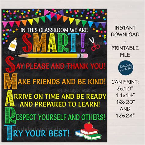 Classroom Rules Poster Tidylady Printables