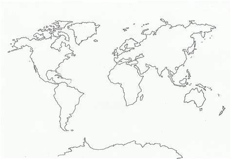 World Map Outline A4 Printable
