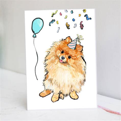 Pomeranian Birthday Card By Pet Portrait Illustration Pomeranian Dog