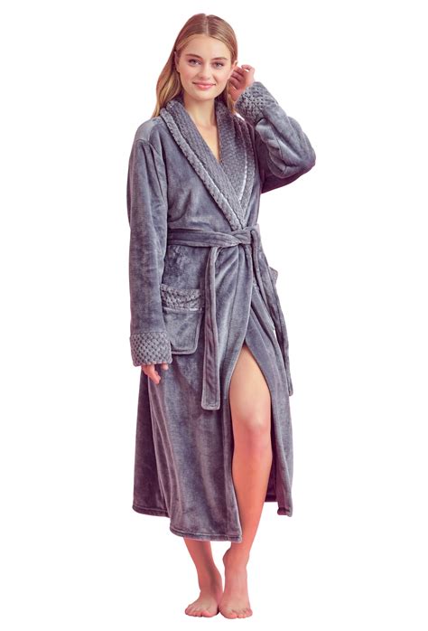 Womens Comfortable Fleece Bathrobe Plush Soft Robe For Women