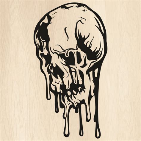 Melting Horror Skull Svg Melting Skull Png Dripping Skull Tattoo