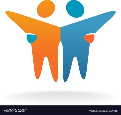 Two Friends Logo People Teamwork Concept Symbol Vector Image