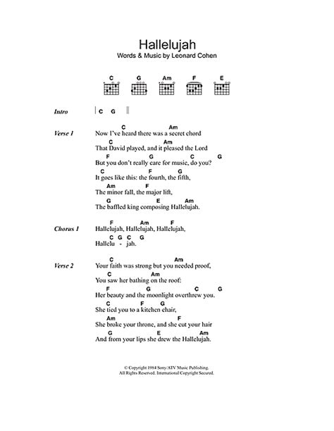 Leonard Cohen Hallelujah Sheet Music Notes Download Printable Pdf Score 156040
