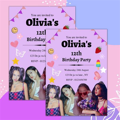 Olivia Rodrigo Birthday Invitation Template Etsy