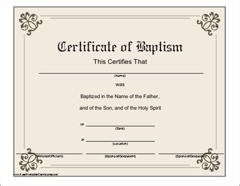 Roman Catholic Baptism Certificate Template 3 Professional