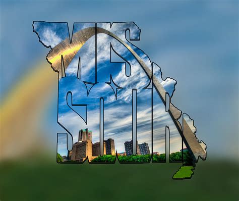 Missouri Typography Blur Artwork The Saint Louis Arch And City