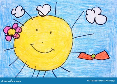 Sunny Day Crayon Drawing Royalty Free Stock Photos Image 4526528