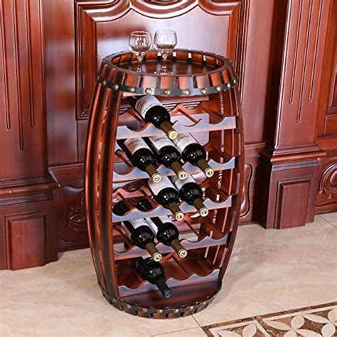 Vintiquewise Wine Rack For 23 Bottles Rustic Barrel Shaped Wooden