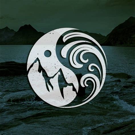 Hipster Iconic Mountain And Sea Nature Logo Design Yin Yang Art