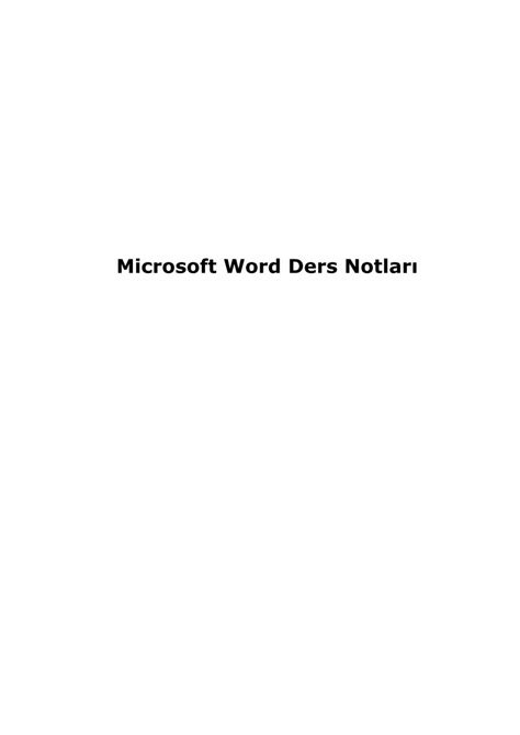 Pdf Microsoft Word Ders Notlarıtrdokumanlar