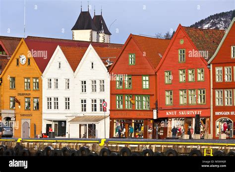 Architecture At Unesco Protected Bryggen In Downtown Bergen West Coast