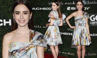 Lily Collins Bares Her Skin As She Rocks Floral Frock Daily Mail Online