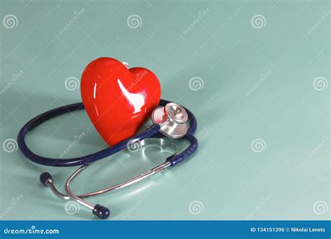 Red Heart And A Stethoscope On Desk Stock Photo Image Of Condition