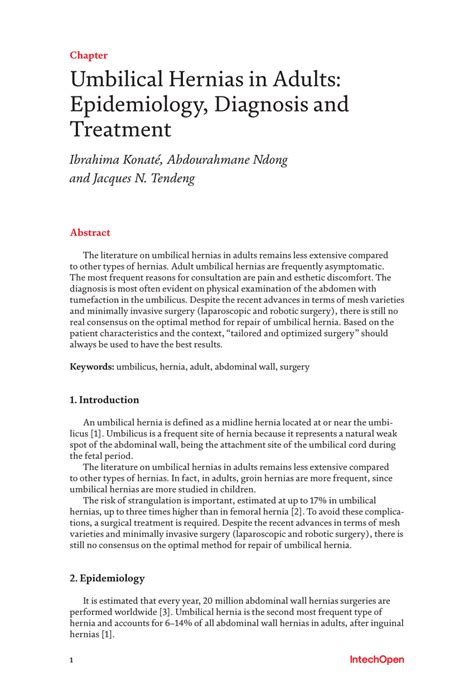Pdf Umbilical Hernias In Adults Epidemiology Diagnosis And Treatment