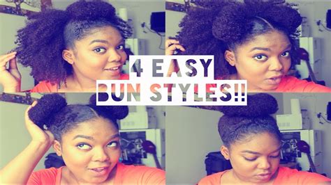 8 simple and easy natural hairstyles on natural hair. Natural Hair | 4 Easy Bun Styles!! - YouTube