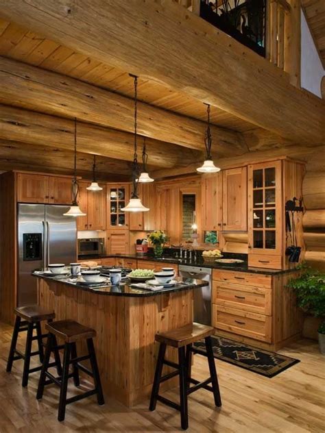 Warm Cabin Kitchen Via Pinterest Log Home Kitchens Log Cabin