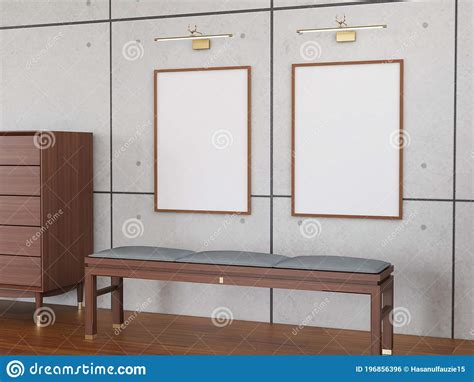 Photo Frame Realistic Mockup In The Art Gallery 3d Rendering 3d
