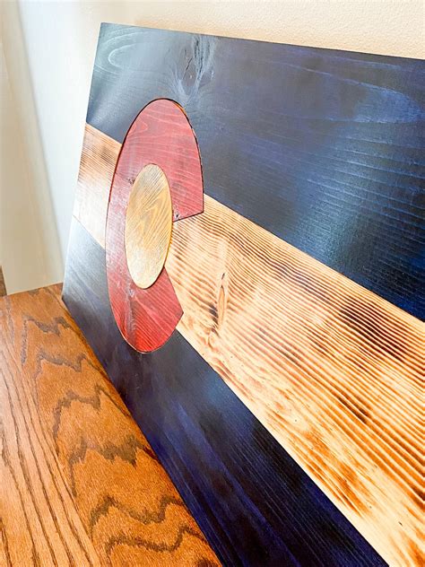 Large Colorado Wood Flag 36x19 Rustic Nature Style Etsy
