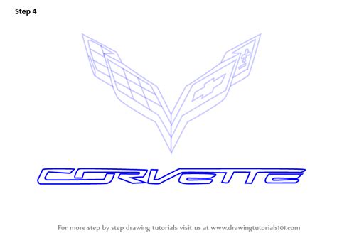Learn How To Draw Corvette Logo Brand Logos Step By Step Drawing