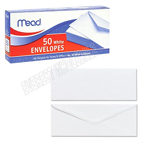 Mead Plain White Envelope 50 Ct Pack Size 6 Large 6 Packs Everest
