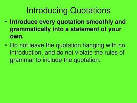 PPT - Introducing Quotations PowerPoint Presentation, free download - ID:6310866