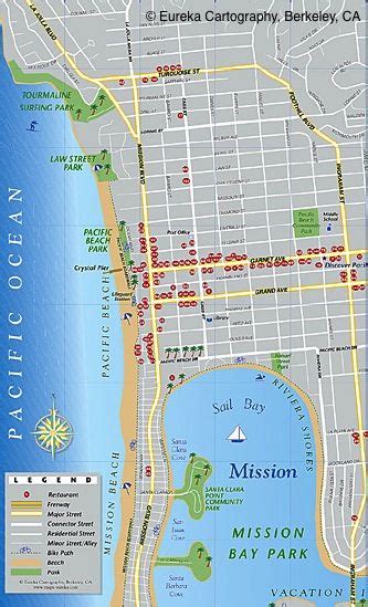 Pacific Beach San Diego Visitor Map © Eureka Cartography Berkeley Ca