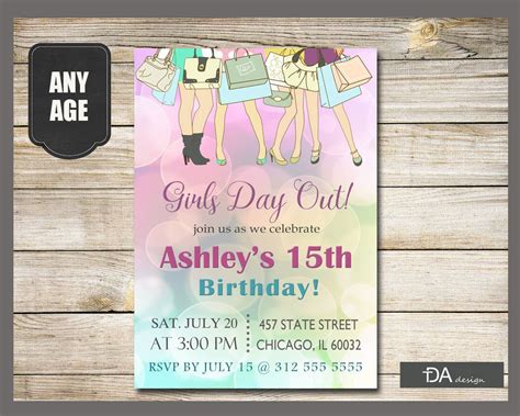 Girls Day Out Birthday Invitation Girls Day Out Invitation Spa Party Invitation Shop Til You