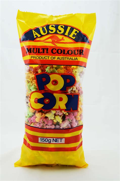 Aussie Multi coloured Popcorn 12x150g - Priority Health Pty Ltd