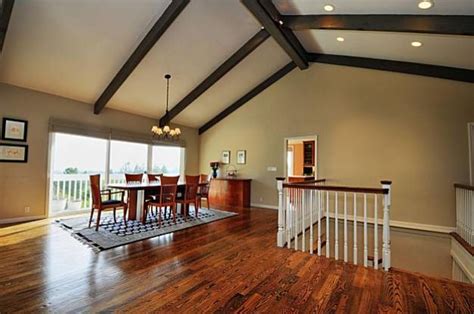 Textured beams break up a flat ceiling a vaulted ceiling is ideal for a fishbone beam design. faux beams for vaulted ceilings - Google Search | House ...