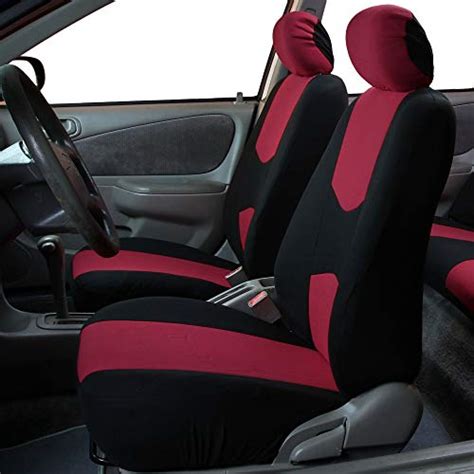 fh group fb050102 flat cloth seat covers burgundy front set universal fit for cars trucks