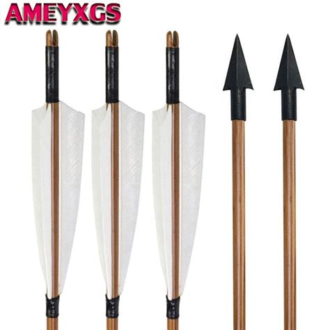 6pcs 32inch Archery Bamboo Arrows 8mm Hunting Bamboo Arrow With 5