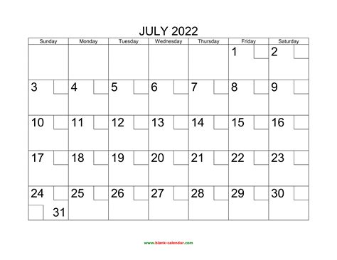 Free Download Printable July 2022 Calendar With Check Boxes