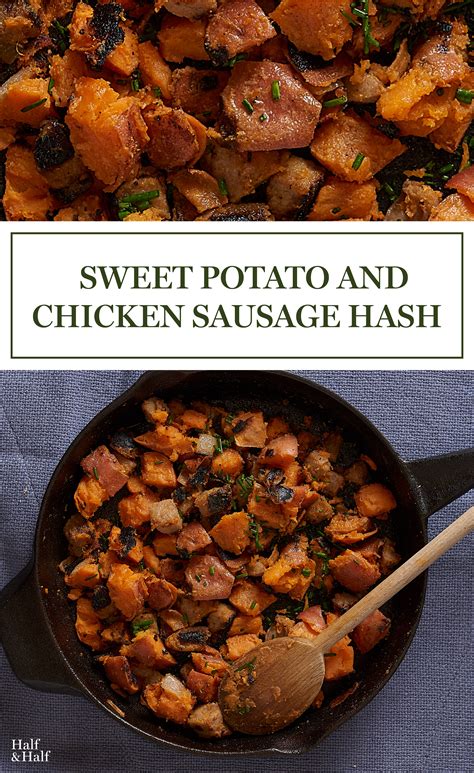 Remove the potatoes from the oven, add the sausage and apples and toss to combine. Sweet Potato and Chicken Sausage Hash | Chicken sausage recipes, Sweet sausage recipes, Potato ...