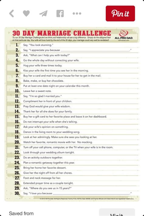 30 Day Marriage Challenge Marriage Challenge Marriage Tips Marriage