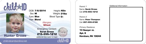 Printable Child Id Card
