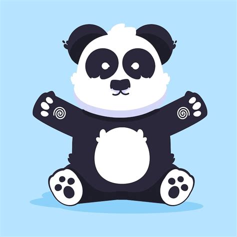 Netter Panda Mit Glücklichem Zeichenkarikatur Handillustration