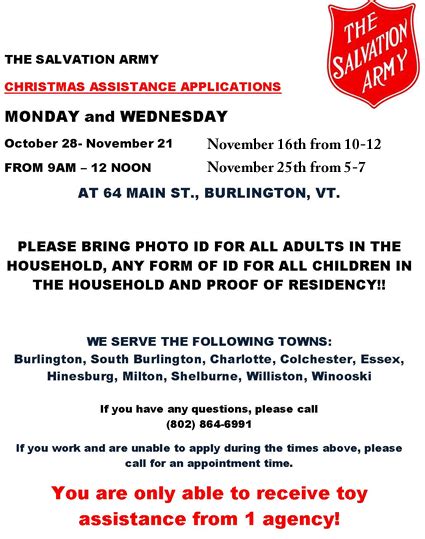 The Salvation Army Serving Greater Burlington Burlington Vermont
