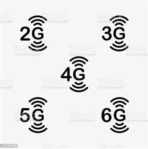 2g 3g 4g 5g 6g Icons Stock Illustration Download Image Now 4g Icon