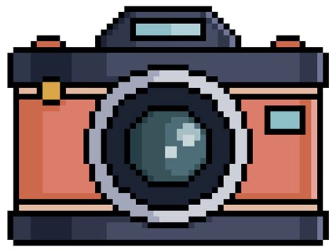 Pixel Old Photo Camera Vector 8bit Game Item On White Background