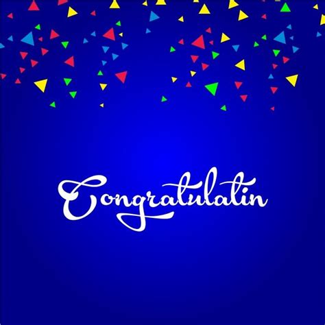 Congratulations With Colorful Confetti On Blue Background