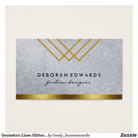 Geometric Lines Glitter With Gold Glitter Trim Business Card Zazzle