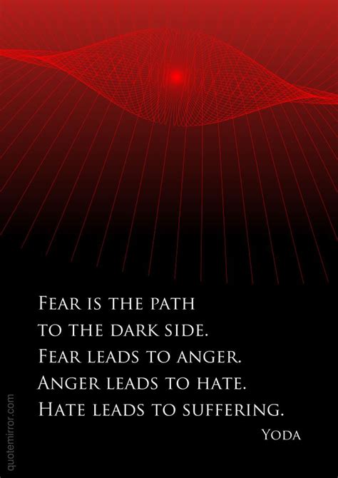 Fear Is The Path To The Dark Side Fear Leads To Anger Dark Side