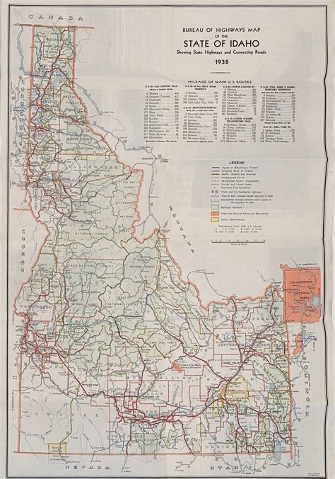 Bureau Of Highways Map Of The State Of Idaho Barnebys