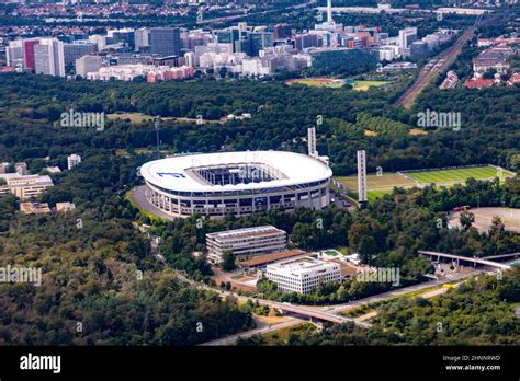 aerial view of waldstadion home stadium of the football club eintracht frankfurt also called
