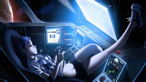 Wallpaper Colorful Anime Girls Car Blue Technology Audio