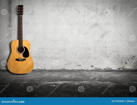 Acoustic Guitar Against Old Wall Stock Image Image Of Classical