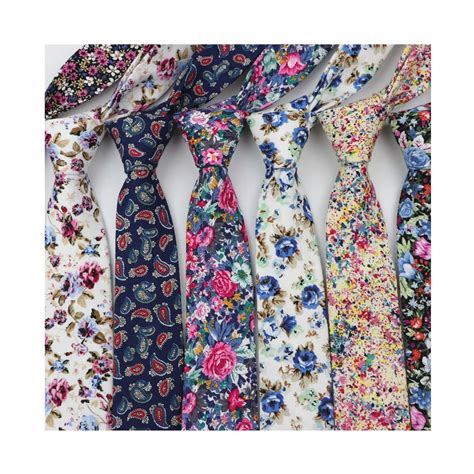 cotton flower tie classical colorful floral stitching necktie lovely fashion mens narrow