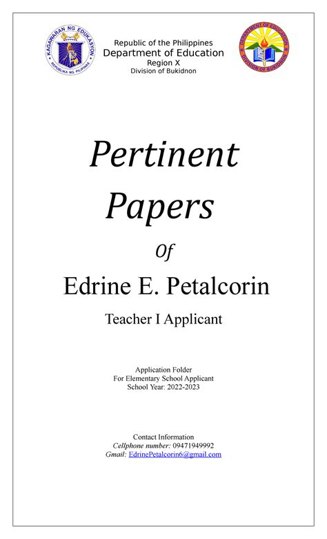 Pertinentbukidnon Requirements In Applying Teacher 1 In The