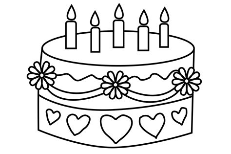 Birthday Cake Line Art Graphic By Quarterback · Creative Fabrica