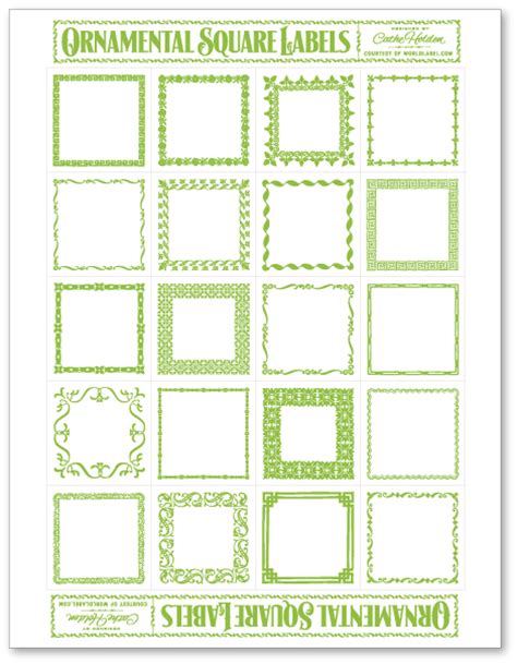 Ornamental Square Labels By Cathe Holden Free Printable